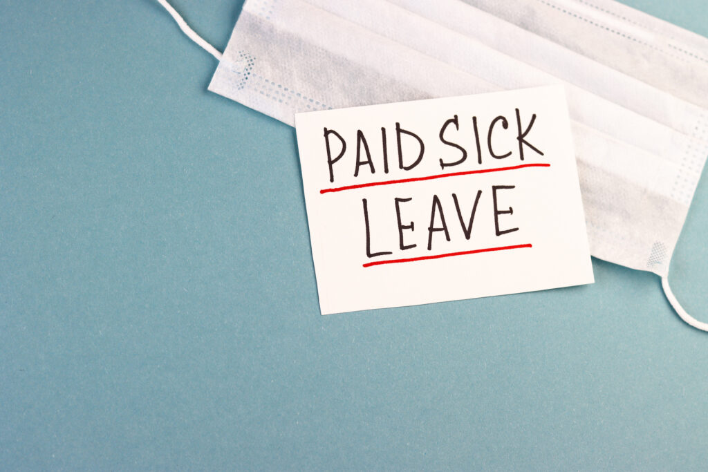 a sheet with the text paid sick leave